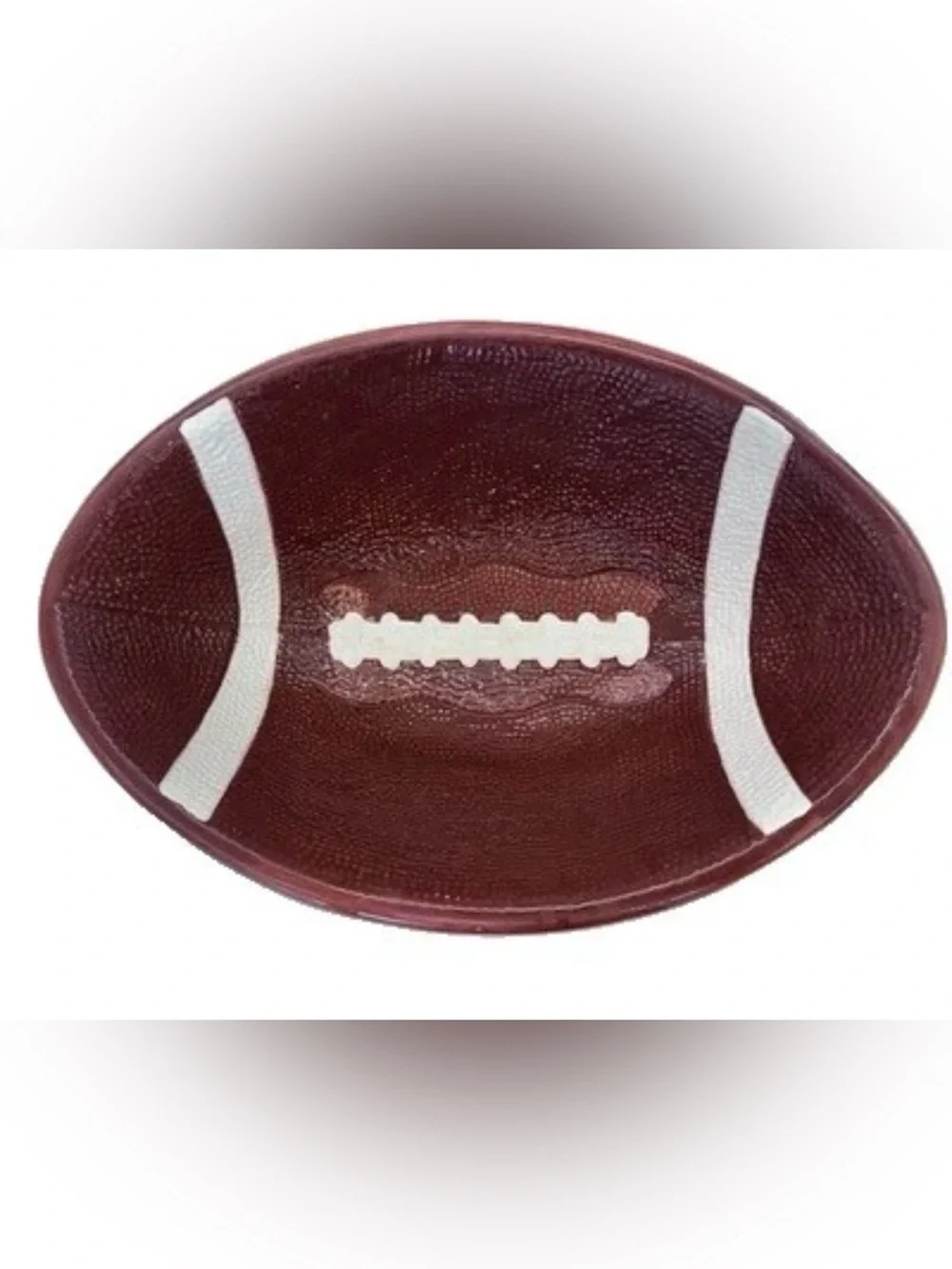 Boston Warehouse 3Pc Ceramic Football Chip Bowl & Plates Set Game Day / Tailgate